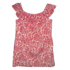 Tommy Bahama Harbor Eyelet Off-Shoulder Mini Dress Cotton Pink White Women XL